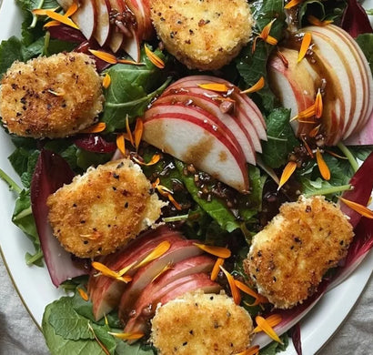 Baby Kale Salad with Fried Goat Cheese and Ode to Sun Olive Oil